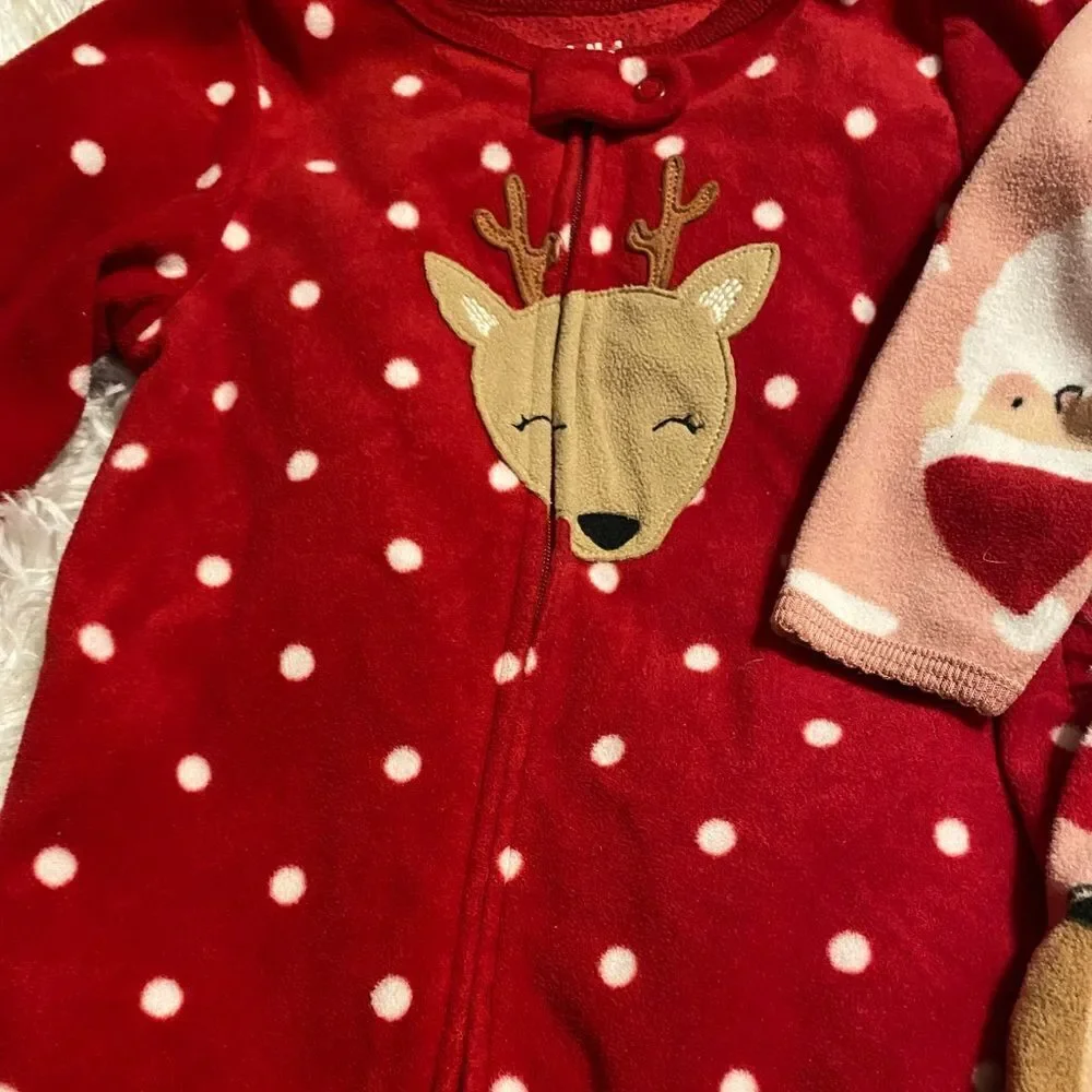 (2) Carter’s 18M Christmas Fleece Footies